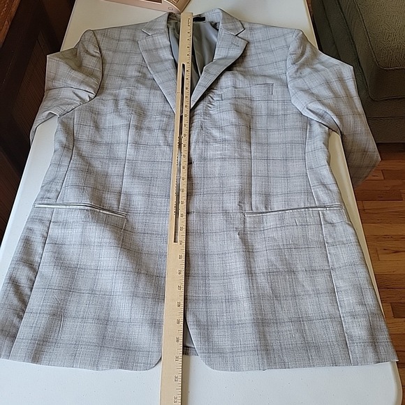 Calvin Klein Gray Wool Plaid Two Button Single Breasted Blazer Dual Vent Classic - Picture 12 of 15